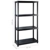 vidaXL Storage Shelf 4-Tier Black 48.0x12.0x51.2" Plastic (2x147683)