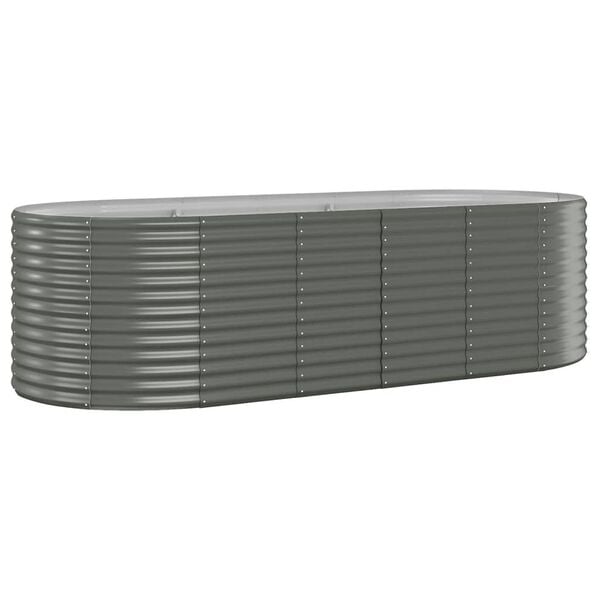 vidaXL Garden Raised Bed Grey Powder-coated steel Large