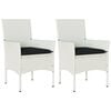vidaXL Patio Chairs with Cushions 2 pcs White Poly Rattan
