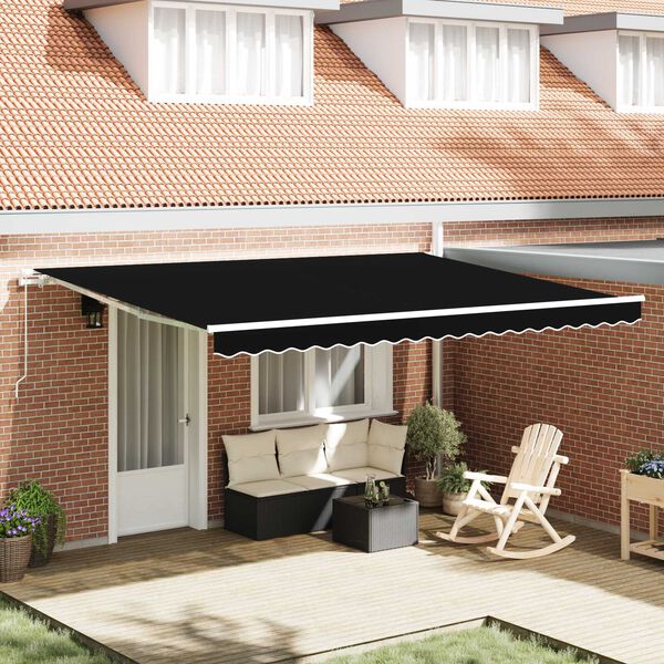 vidaXL Awning Replacement Fabric Black 177.17" x 118.11" Canvas