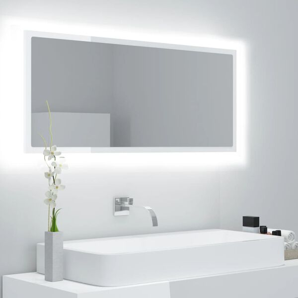vidaXL Mirror High gloss white Engineered wood, acrylic