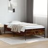 vidaXL Bed Frame Smoked Oak Engineered Wood, Metal, Plywood Twin