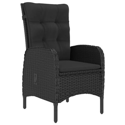 vidaXL 3 Piece Patio Bistro Set Poly Rattan and Glass Black