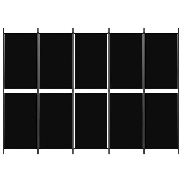 vidaXL 5-Panel Room Divider Black 98.4"x70.9" Fabric