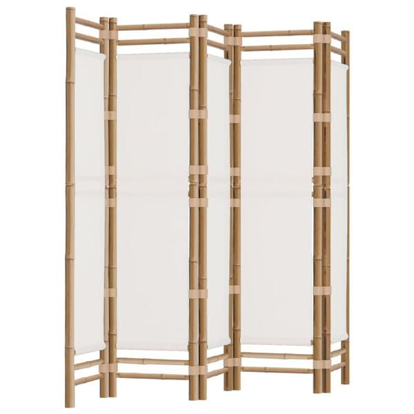 vidaXL Folding 5-Panel Room Divider 78.7" Bamboo and Canvas