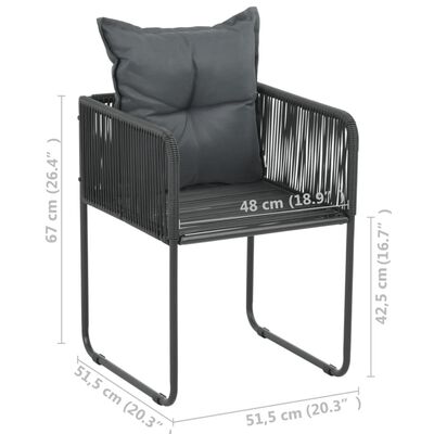 vidaXL Patio Chairs 4 pcs with Pillows Poly Rattan Black