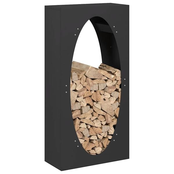 vidaXL Firewood Rack Black 19.7x9.1x39.4" Cold-rolled steel