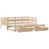 vidaXL Daybed With Trundle Natural Solid pine wood Twin