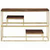 vidaXL Console Table Gold, Sleeper Wood Stainless Steel, Solid Sleeper Wood