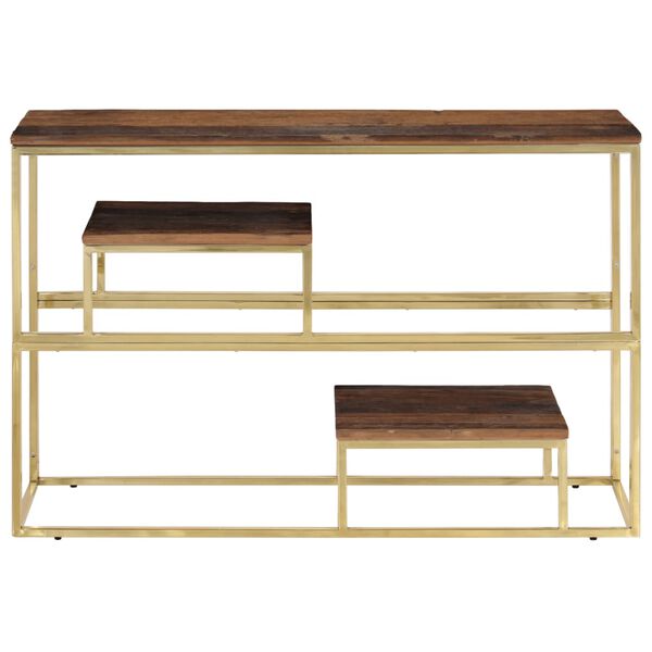 vidaXL Console Table Gold, Sleeper Wood Stainless Steel, Solid Sleeper Wood