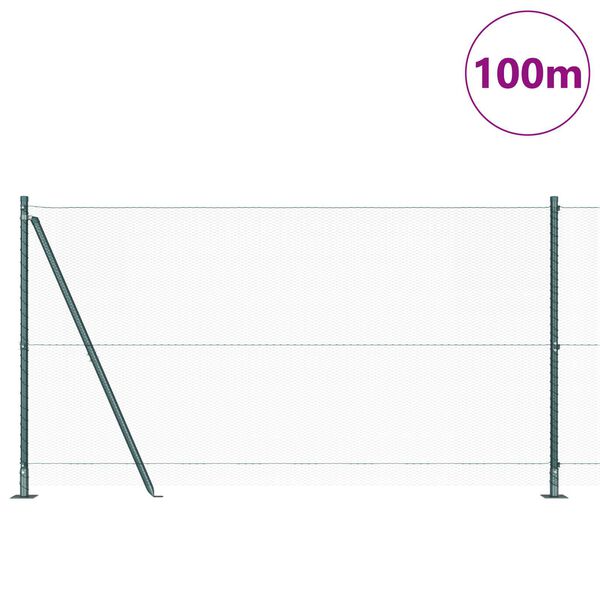 vidaXL Fence Post Green 328.08 x 3.94 ft (0.51 in mesh) Steel and PVC