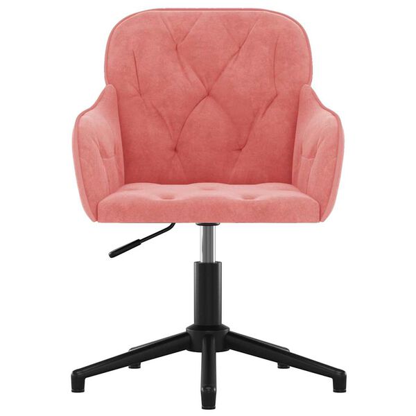 vidaXL Office Chair Pink Velvet, Metal, Plywood Medium Height-Adjustable