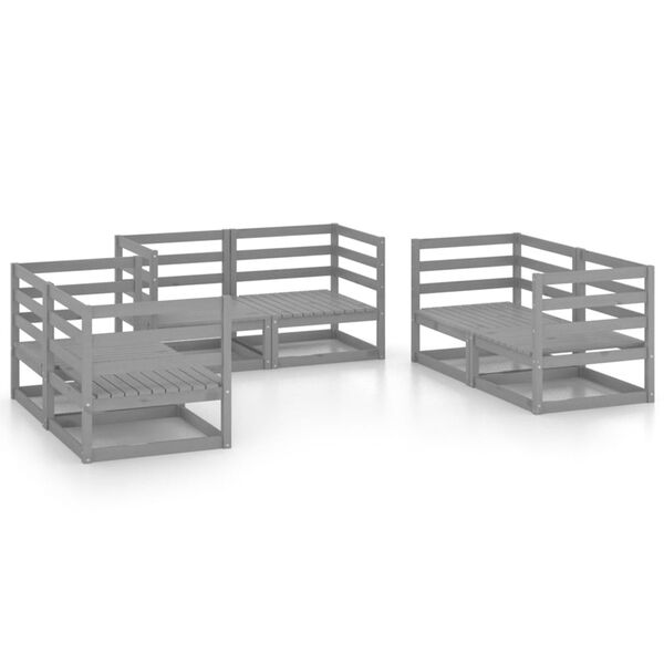 vidaXL Garden Lounge Set Grey Solid Pinewood Modular Garden Lounge Set