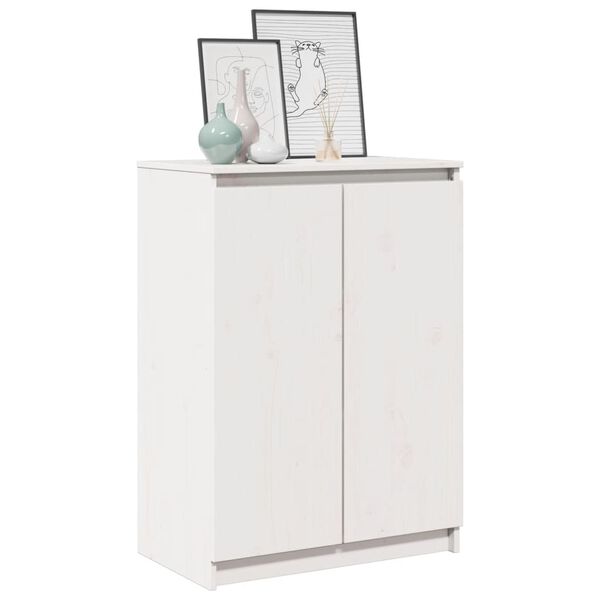 vidaXL Sideboard White Solid pinewood 23.6x14.2x33.1 in Storage