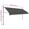 vidaXL Retractable Awning Anthracite Polyester with PU coating, Steel