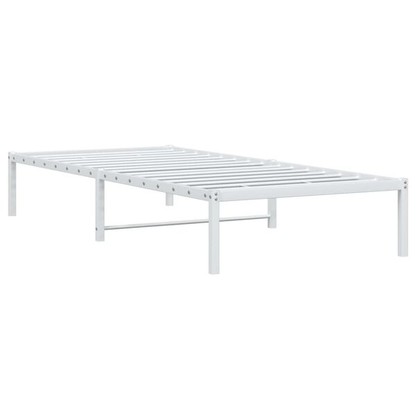 vidaXL Bed Frame White Steel Twin Bed Frame Rectangular Modern