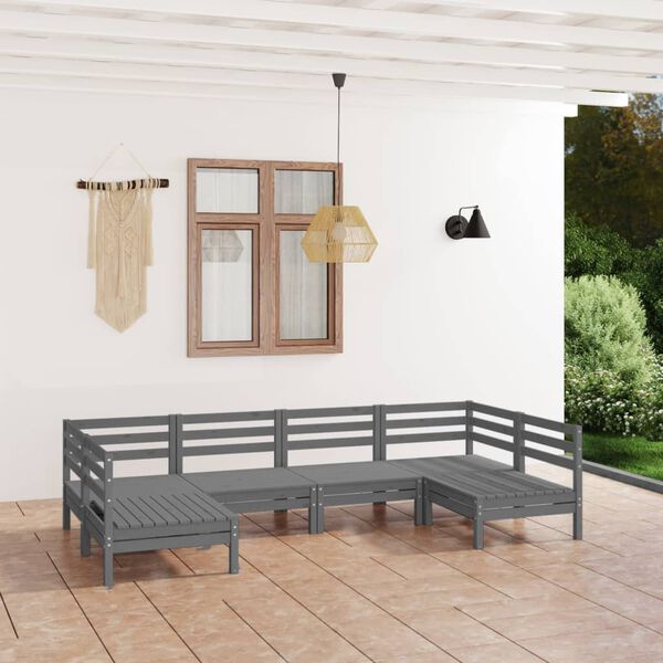 vidaXL Garden Lounge Set Grey Solid Pine Wood Modular Garden Lounge Set