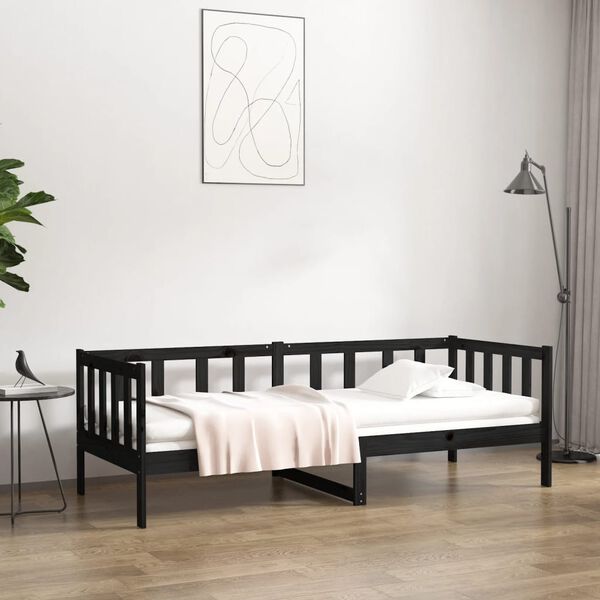 vidaXL Day Bed without Mattress Black 80 x 78.7 " Solid Wood Pine