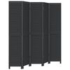 vidaXL Room Divider 5 Panels Black Solid Wood Paulownia