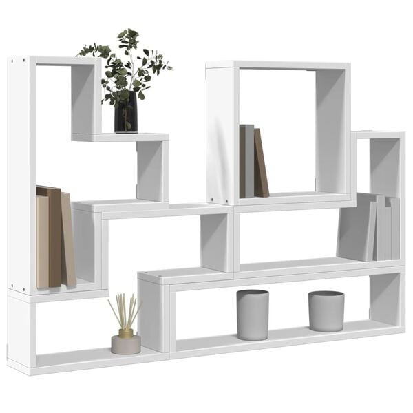 vidaXL Wall Shelf White Engineered Wood 37.8 x 4.7 x 25.2 in