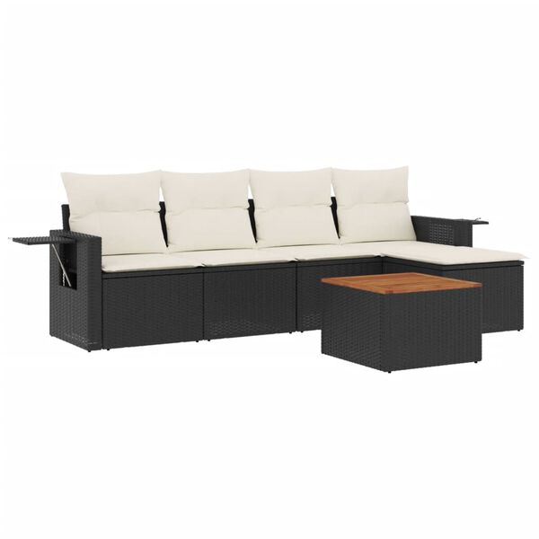 vidaXL Garden Sofa Set Black, Cream