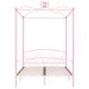 vidaXL Bed Frame Pink Metal, Plywood Double Classic/Traditional