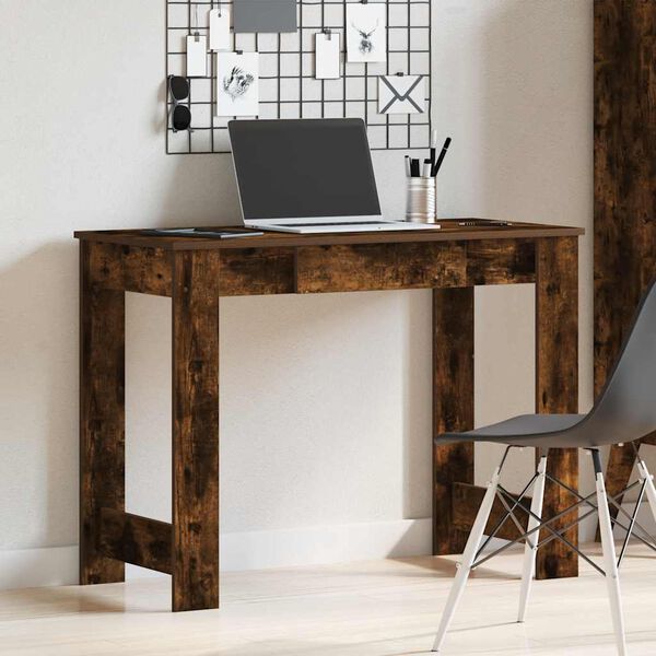 vidaXL Desk Smoked Oak Engineered Wood 39.4x17.7x29.5 in Desk