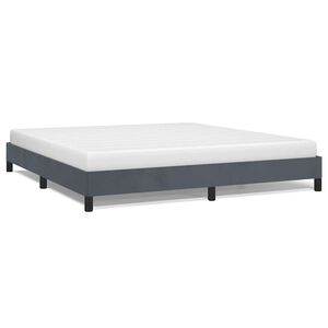 vidaXL Bed Frame Dark Gray Velvet, Plywood, Engineered Wood