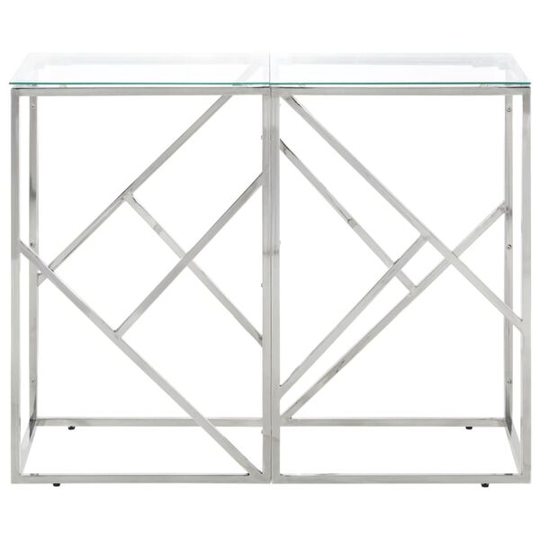 vidaXL Console Table Silver Stainless steel, toughened glass Medium