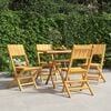 vidaXL Folding Garden Chair Set of 4 Natural Teak Solid Teak Wood Medium