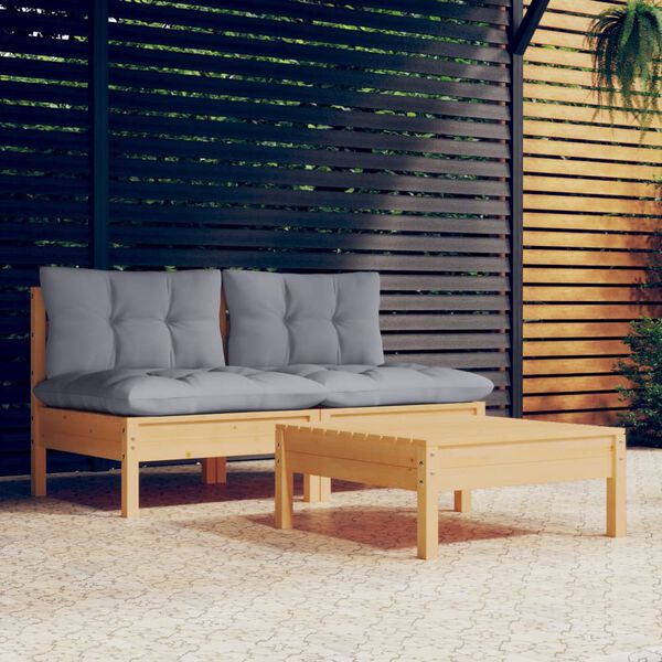 vidaXL Garden Lounge Set Grey Solid pinewood Medium Modular