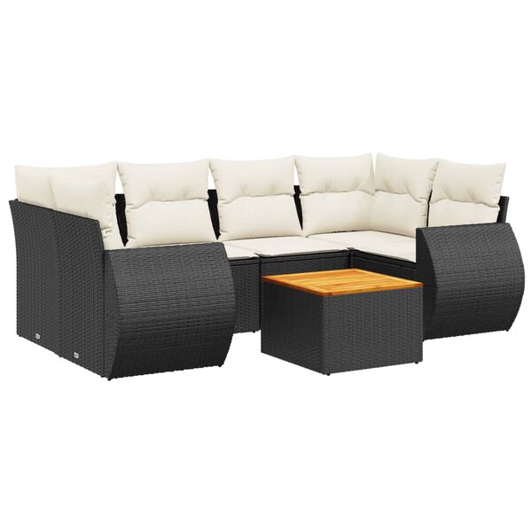 vidaXL Garden Sofa Set Black, Cream White