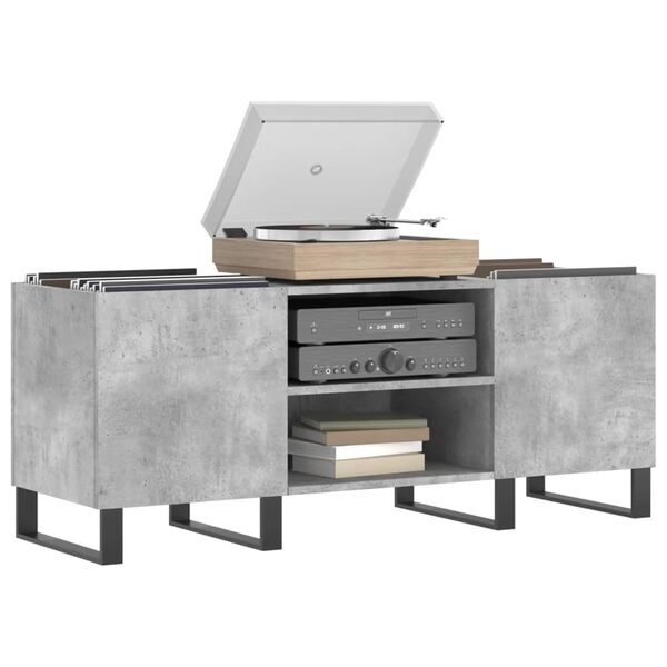 vidaXL Record Cabinet Concrete Grey Engineered wood and iron Medium