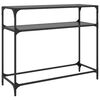 vidaXL Console Table Black Tempered Glass, Stainless Steel Medium Simple