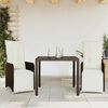 vidaXL 3 Piece Patio Bistro Set with Cushions Brown Poly Rattan