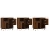 vidaXL Sideboard Set of 3 Brown Oak Engineered Wood, Metal