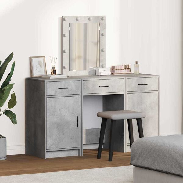 vidaXL Dressing Table Grey 19.69 x 16.14 x 53.15 in Engineered Wood