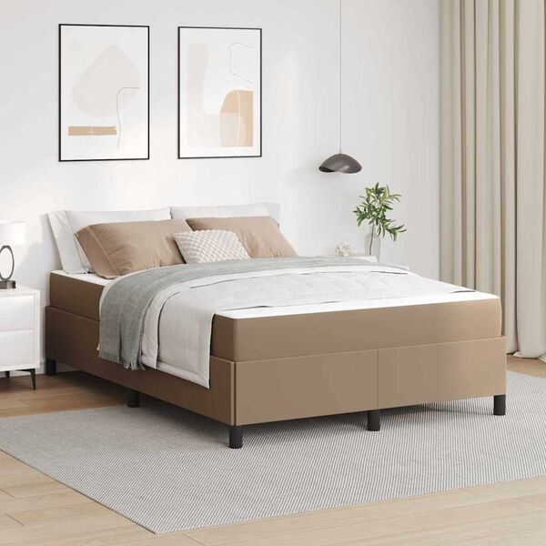 vidaXL Bed Frame with Mattress Cappuccino 55.12 x 74.80 in Fabric