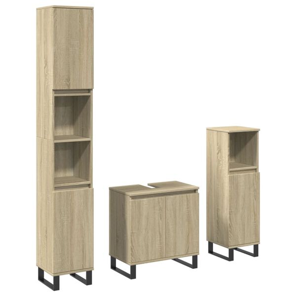 vidaXL Bathroom Furniture Set Sonoma oak Engineered wood, Iron Standard