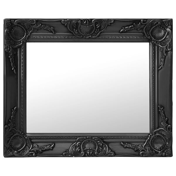 vidaXL Wall Mirror Black Wood, glass, engineered wood 19.7x15.7 in