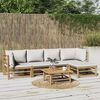 vidaXL Garden Lounge Set Light Grey Bamboo, 100% Polyester 6 Piece Set