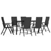 vidaXL Garden Dining Set Black PE rattan Medium Foldable