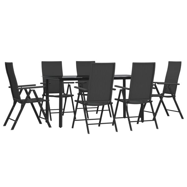 vidaXL Garden Dining Set Black PE rattan Medium Foldable