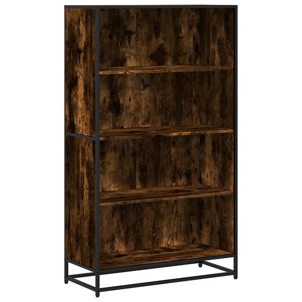 vidaXL Bookcase Smoked oak Engineered wood, Metal Tall Bookcase