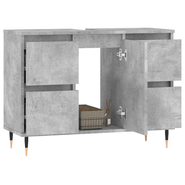 vidaXL Bathroom Cabinet Concrete Grey Engineered Wood, Iron Medium