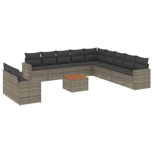 vidaXL Garden Sofa Set Grey PE rattan Large Adjustable Feet