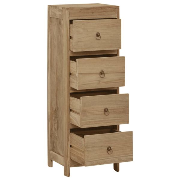 vidaXL Chest Of Drawers Brown Solid teak wood, Brass 11.8 x 11.8 x 35.4 in