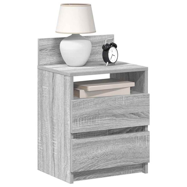 vidaXL Bedside Cabinet Set of 2 Grey Sonoma Engineered wood Medium