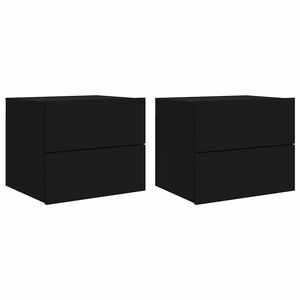 vidaXL Wall-mounted Nightstand Set of 2 Black Engineered wood Medium