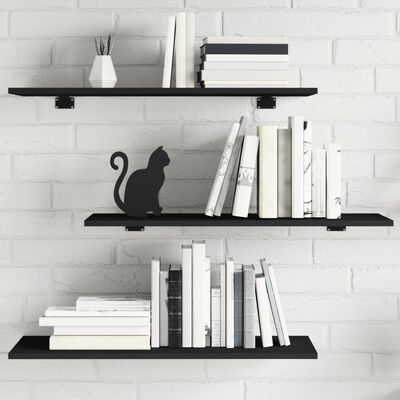 vidaXL Bookshelf Boards 4 pcs Black 31.5"x11.8"x0.6" Engineered Wood